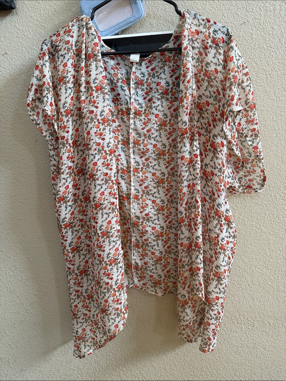 A Classy Chic Boutique Cream Floral Open-Front Sweater